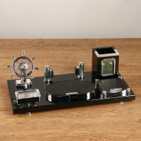 Набор настольный 7в1 с визитницей и часами, черное дерево 511394 Набор настольный 7в1 с визитницей и часами, черное дерево 511394