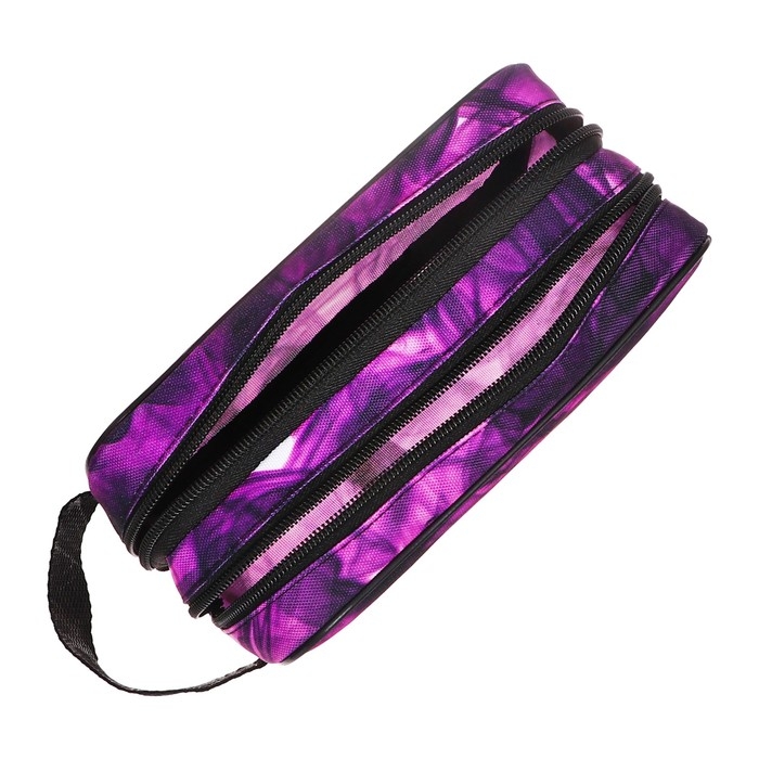 Пенал мягкий 2 отделения, 100 х 220 х 70 мм, объёмный, с ручкой,Calligrata, фиолетово-черный Пенал мягкий 2 отделения, 100 х 220 х 70 мм, объёмный, с ручкой,Calligrata, фиолетово-черный