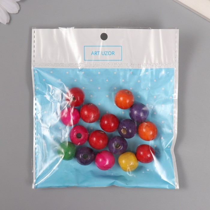 Бусины для творчества дерево "Неоновый микс" d-1,5 см, набор 20 гр