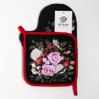 Набор кухонный &laquo;Flowers&raquo; варежка-прихватка 20х28см, прихватка 19х19см,100% хл