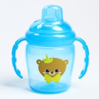 Поильник - непроливайка детский с мягким носиком «Мишка принц», 250 мл., с ручками, цвет голубой Поильник - непроливайка детский с мягким носиком «Мишка принц», 250 мл., с ручками, цвет голубой