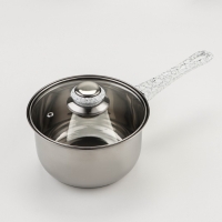 Набор посуды из нержавеющей стали Доляна &laquo;Мрамор&raquo;, 8 предметов: ковш 1,5 л, 2 кастрюли 2/3 л, сковорода d=24 см, крышки, стенки 0,3 мм, дно 5 мм