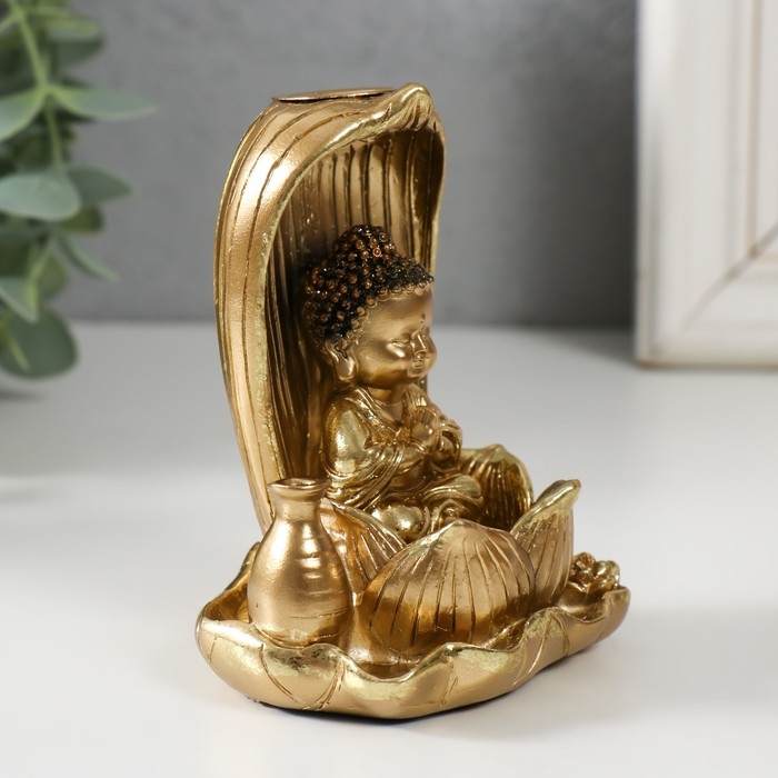 Подставка под благовония полистоун Подставка под благовония полистоун "Маленький будда" золото 6,1х7,5х10 см