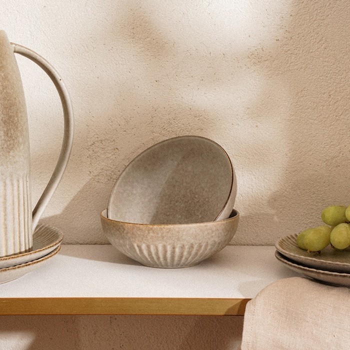 Набор мисок фарфоровых SL Home &laquo;Монти&raquo;, 700 мл, d=16,5 см, цвет бежевый