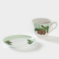 Чайная пара фарфоровая «Кедровая ветка», 350 мл Чайная пара фарфоровая «Кедровая ветка», 350 мл