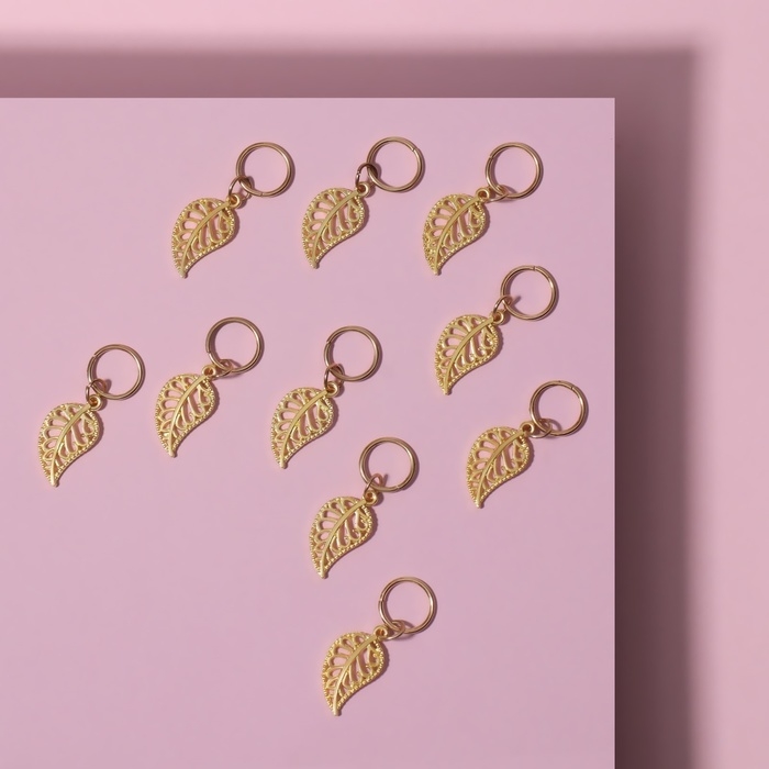 Пирсинг для волос «Листья», 3,5 × 1 см, 10 шт, цвет золотистый Пирсинг для волос «Листья», 3,5 × 1 см, 10 шт, цвет золотистый