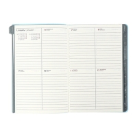 Еженедельник датир 2025г мягк обл иск кож А5 80л ESCALADA, бл тис, кр бл 70 г/м&sup2;, синий