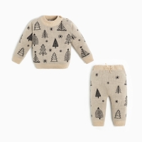 Комплект вязаный Крошка Я &laquo;Ёлочки&raquo;, рост 74-80 см