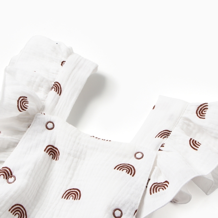 Комбинезон с рюшами Крошка Я Муслин,р. 74-80, молочный