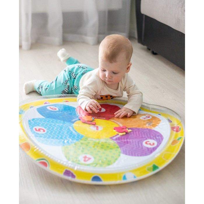 Акваковрик надувной развивающий водный коврик &laquo;Цветик&raquo;, 65x65 см, Крошка Я