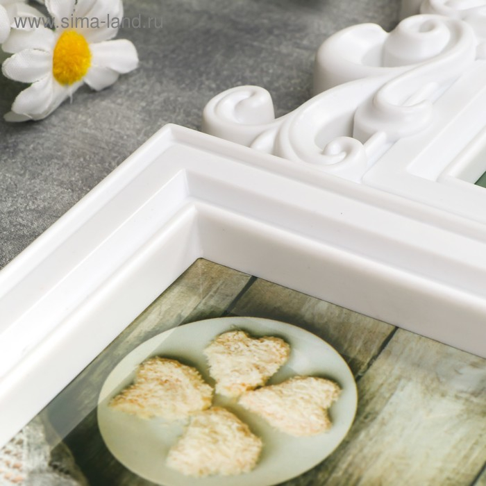 Фоторамка пластик на 3 фото 10х15, 13х13 см "Ты и Я" белая 27х30х3 см