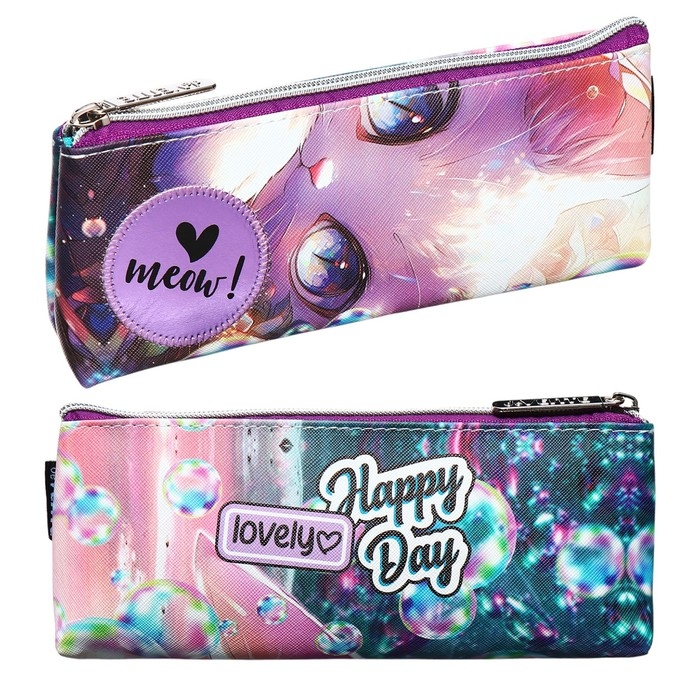 Пенал мягкий, 1 отделение, 80 х 210 х 35 мм, объёмный, deVENTE, Lovely Cat, искусвенная кожа, с подкладом