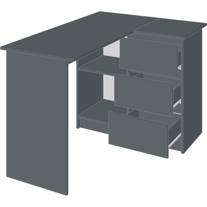 Стол компьютерный, 1244х850х770, Графит