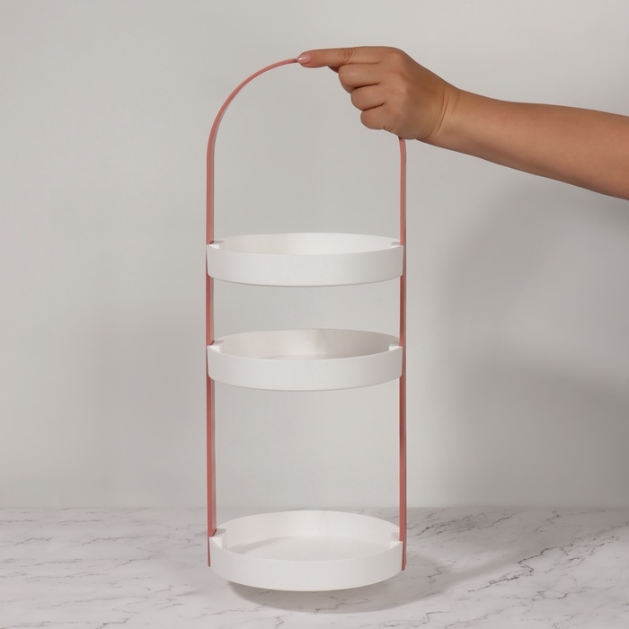 Органайзер для хранения, 3 секции, d = 20 &times; 50 см, цвет белый/розовый