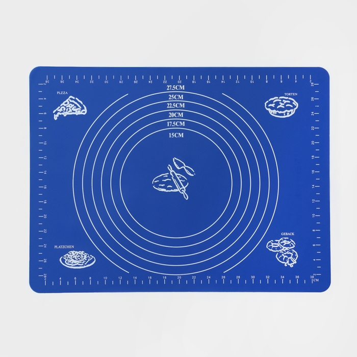 Коврик для выпечки с разметкой Доляна &laquo;Эрме&raquo;, силикон, 40&times;30 см, цвет синий
