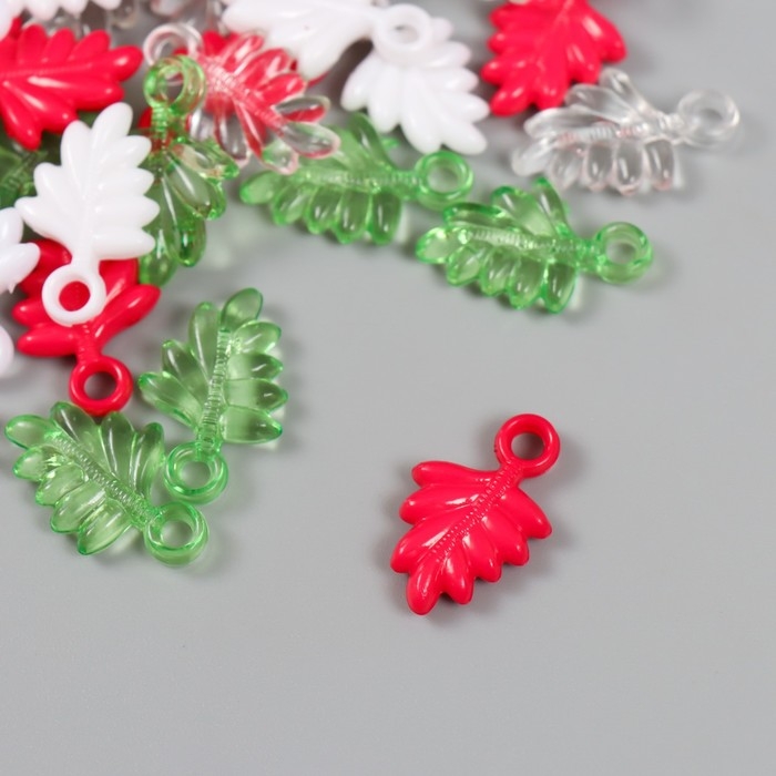 Декор для творчества Декор для творчества "Листья. Розовый, зелёный, белый и прозрачный" н-р 20 гр 2,2х1,4х0,4 см 99280