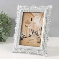 Фоторамка полистоун 10х15 см "Амфитея" белая с перламутром 15,3х1,8х21 см