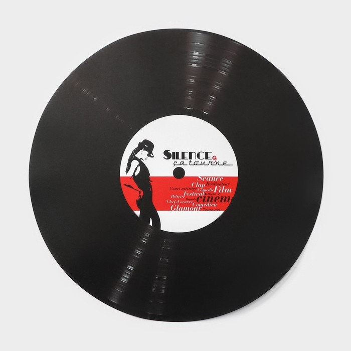 Салфетка сервировочная на стол Доляна «Виниловая пластинка», d=38 см, цвет чёрный Салфетка сервировочная на стол Доляна «Виниловая пластинка», d=38 см, цвет чёрный