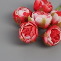 Декор для творчества "Пионы" бело-красные (1 набор=1 букет) в букете 6 шт 2,5х10,5 см