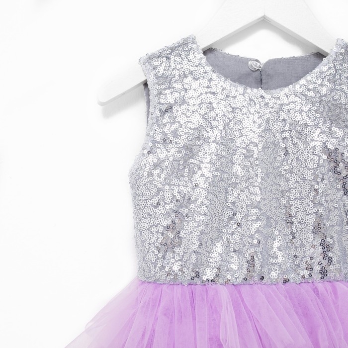 Платье для девочки с пайетками KAFTAN, размер 34 (122-128), цвет лиловый