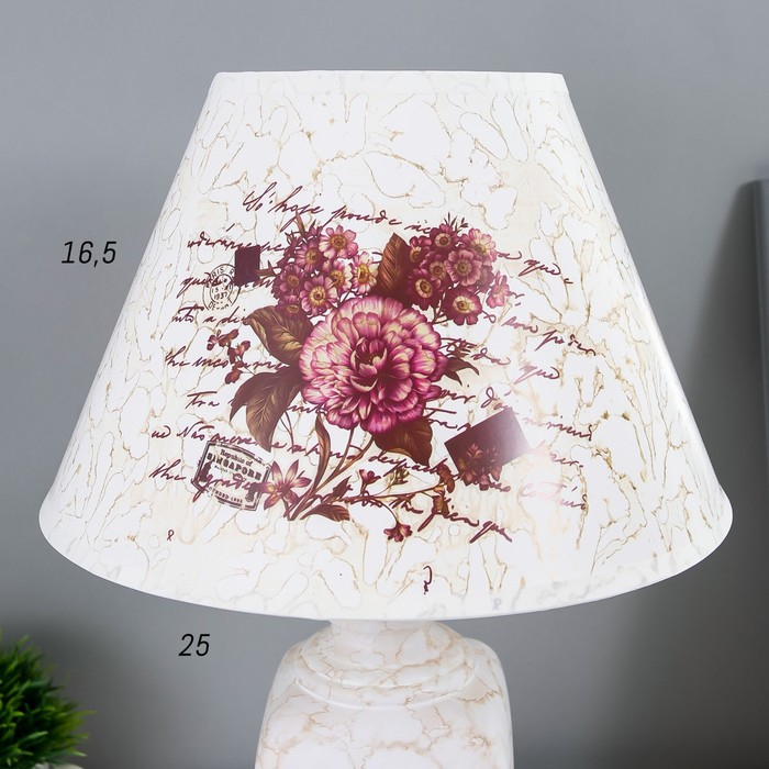 Лампа настольная керамика "Букет с пионами" прямоугольная Е14 220В 42х25х25 см RISALUX