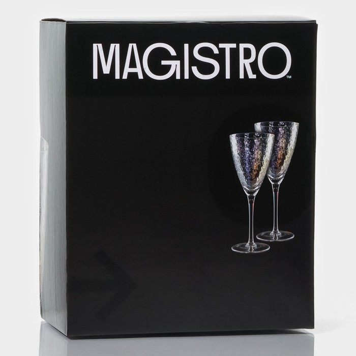 Набор бокалов для вина стеклянный Magistro &laquo;Жемчуг&raquo;, 400 мл, 9,5&times;23,5 см, 2 шт, цвет перламутровый