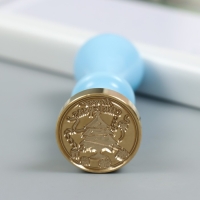 Печать для сургуча с пластиковой ручкой "Ёлочка с подарками" 2,5х2,5 см