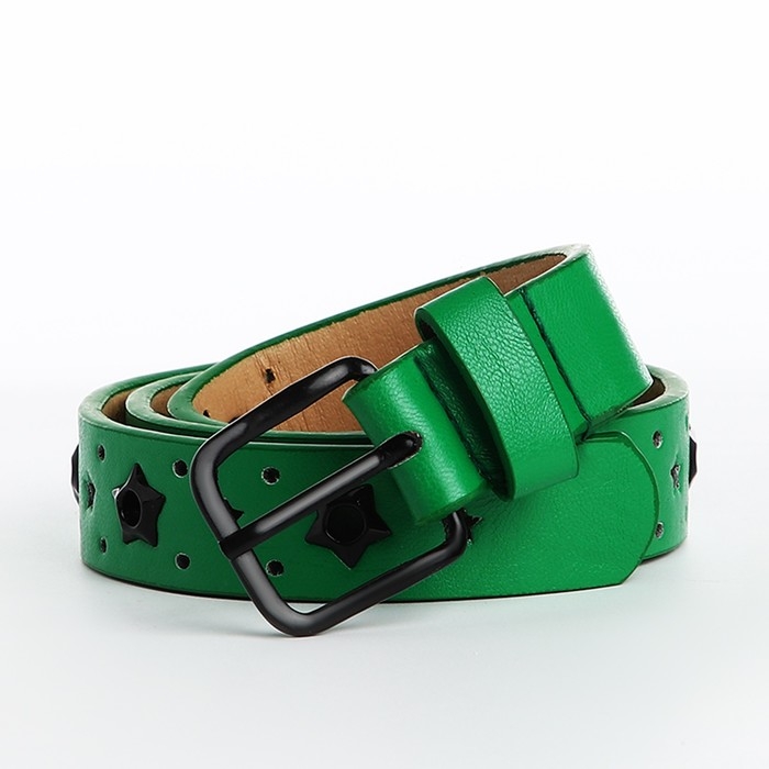 Ремень детский, ширина 2.2 см, люверсы, пряжка металл, цвет зелёный Ремень детский, ширина 2.2 см, люверсы, пряжка металл, цвет зелёный