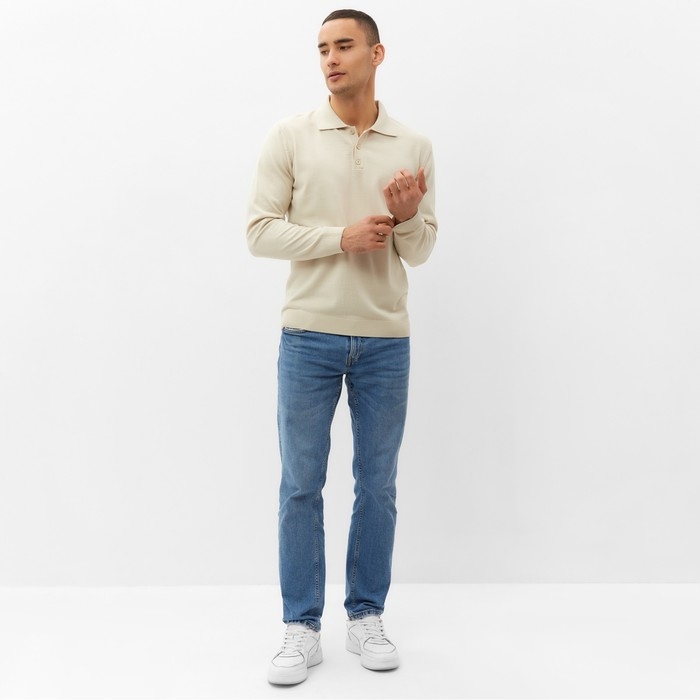 Джемпер поло мужской MINAKU: Knitwear collection цвет кремовый ,р-р 46