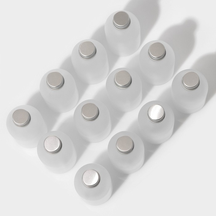 Набор стеклянных баночек для специй с металлической крышкой Доляна &laquo;Аква&raquo;, 150 мл, 5,5&times;11,5 см, 12 шт