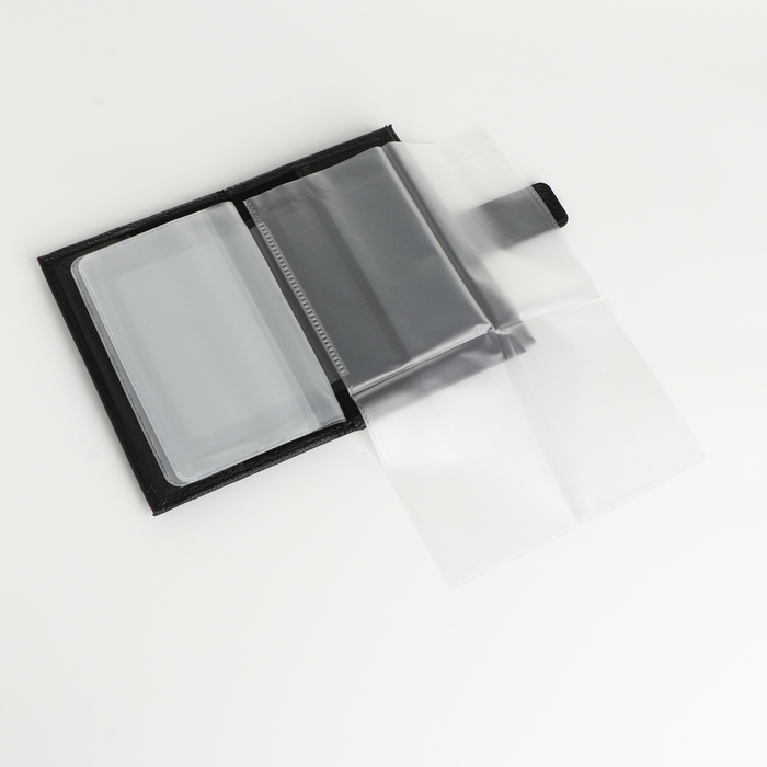 Обложка 2 в 1, для автодокументов и паспорта на магните, цвет чёрный Обложка 2 в 1, для автодокументов и паспорта на магните, цвет чёрный