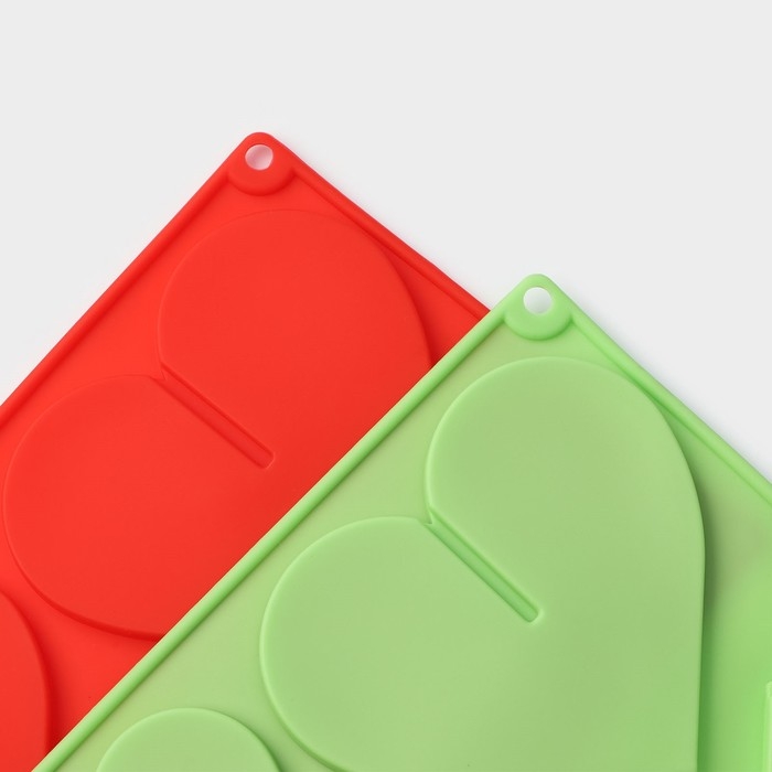 Форма для кондитерских украшений 3D Доляна &laquo;Сердце&raquo;, силикон, 17&times;29 см, 6 ячеек (8,5&times;6,2 см), цвет МИКС