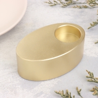 Подсвечник "Узкий овал. Мрамор" из гипса,11,5х7х4см, золото