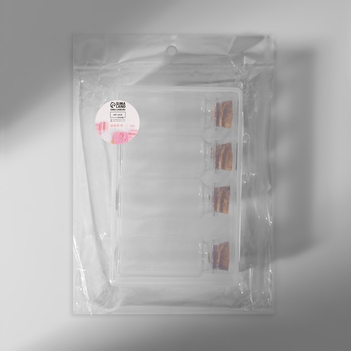 Набор баночек для хранения бисера, d = 3 &times; 7 см, 4 шт, в контейнере, 13,5 &times; 8,7 &times; 4 см