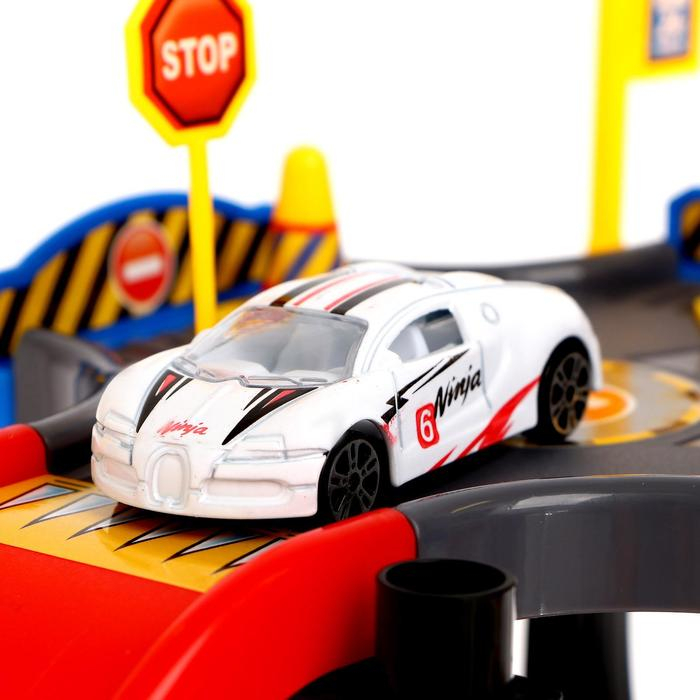 Гараж «Двухуровневая парковка», 1 металлическая машина, аксессуары Гараж «Двухуровневая парковка», 1 металлическая машина, аксессуары