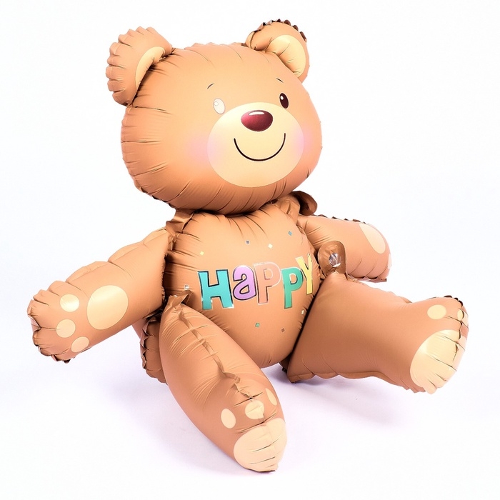 Шар фольгированный 30" &laquo;Счастливый мишка&raquo;, матовый, цвет бежевый