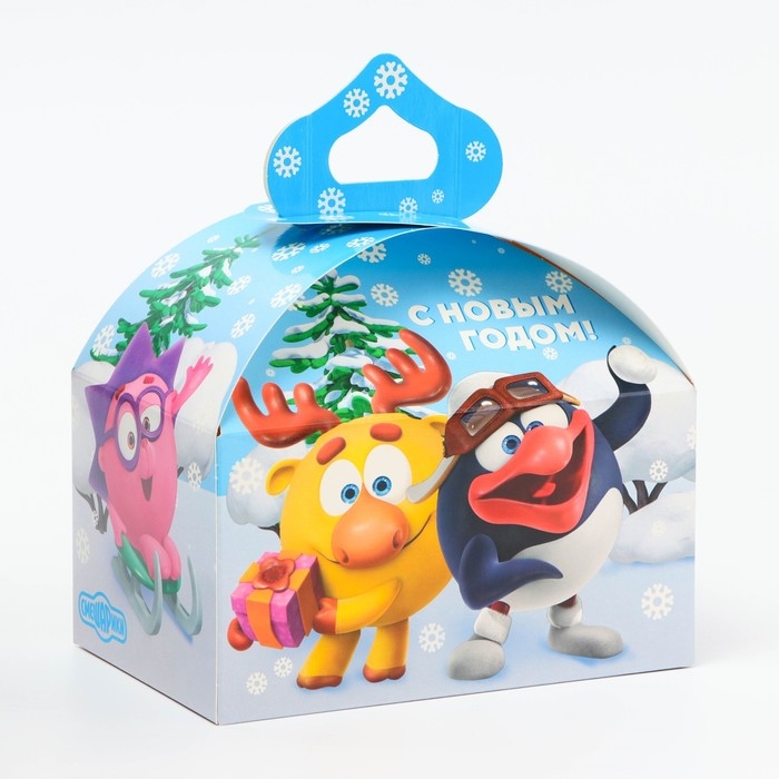 Новый год. Подарочная коробка Новогодняя Сундучок Новый год. Подарочная коробка Новогодняя Сундучок "Смешарики" лицензия 18,5 х 12,5 х 16,5 см (+5,5 см).