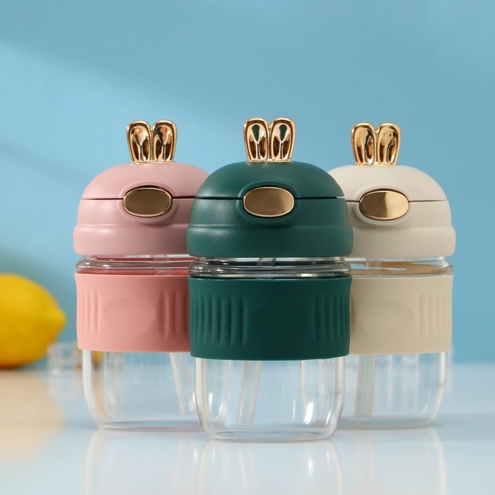 Бутылка для воды стеклянная &laquo;Ушки&raquo;, 350 мл, 9,5&times;9&times;17 см, цвет МИКС