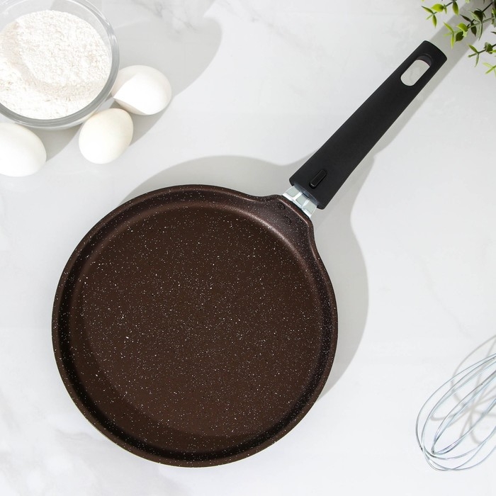 Сковорода блинная, d=22 см, пластиковая ручка, антипригарное покрытие, цвет кофейный мрамор Сковорода блинная, d=22 см, пластиковая ручка, антипригарное покрытие, цвет кофейный мрамор