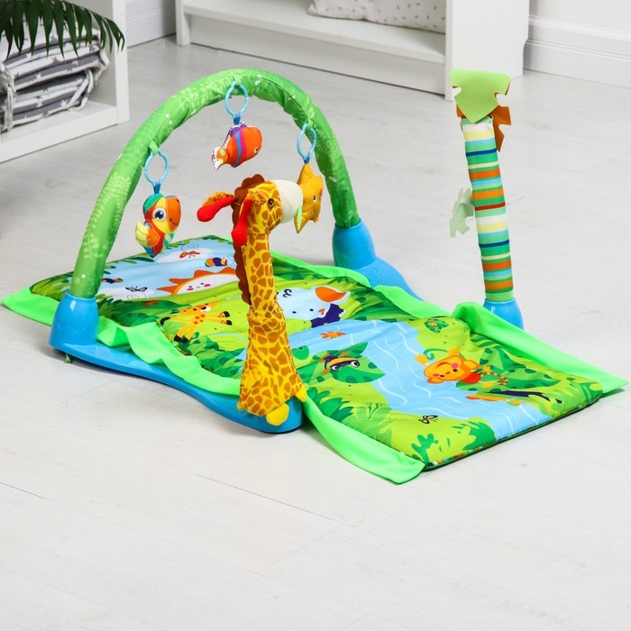 Развивающий коврик &laquo;Остров&raquo;, с дугой и игрушками, 77х77х0,5