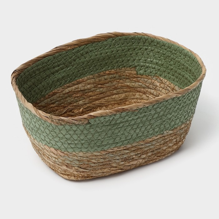 Корзина для хранения плетёная ручной работы LaDо́m &laquo;Лео&raquo;, 25&times;18&times;12 см, цвет зелёный
