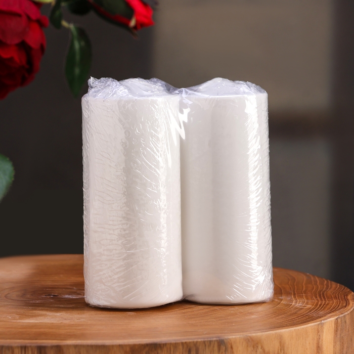Свеча цилиндр, 5х12 см, набор 2 шт, белая