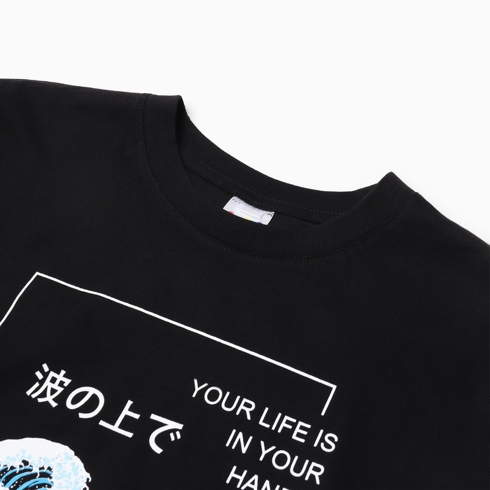 Футболка для мальчика А.52368, цвет черный, рост 164