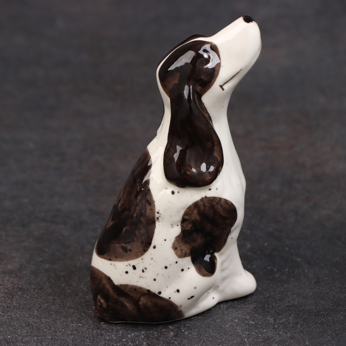 Статуэтка фарфоровая "Русский Спаниэль сидит", 9 см, авторская роспись