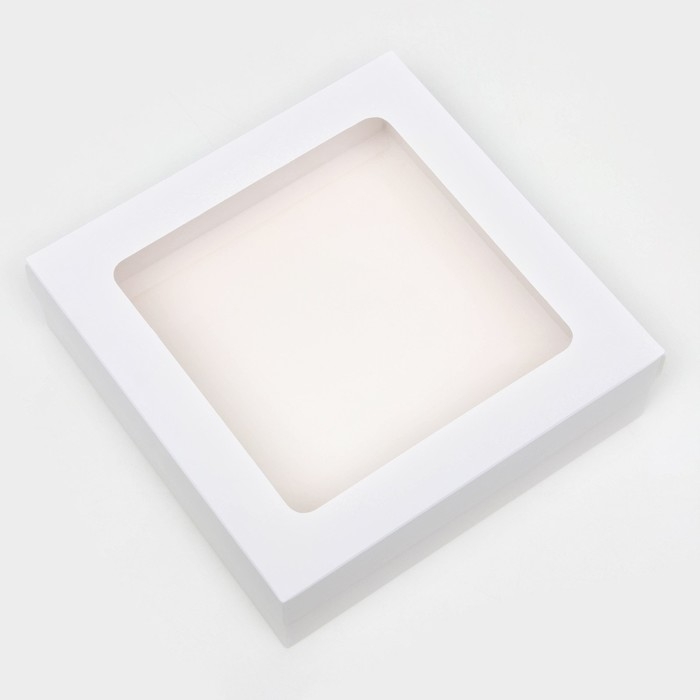 Коробка подарочная складная, упаковка, крышка-дно,с окном, белая, 23 х 23 х 6,5 см