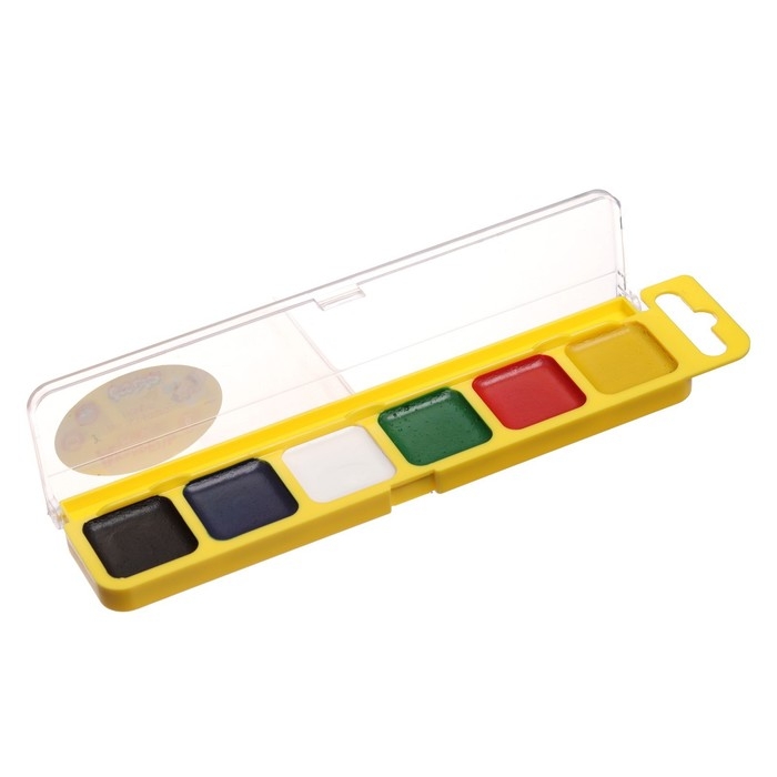 Акварель 6 цветов "Каляка-Маляка", медовая, без кисти, пластик