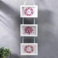 Фоторамка тройная на тесьме  L-3 10х15 см  белый (пластиковый экран)