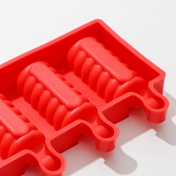 Форма для мороженого Доляна «Моника», силикон, 19,5×11 см, 4 ячейки (6,7×3,2 см), цвет МИКС Форма для мороженого Доляна «Моника», силикон, 19,5×11 см, 4 ячейки (6,7×3,2 см), цвет МИКС