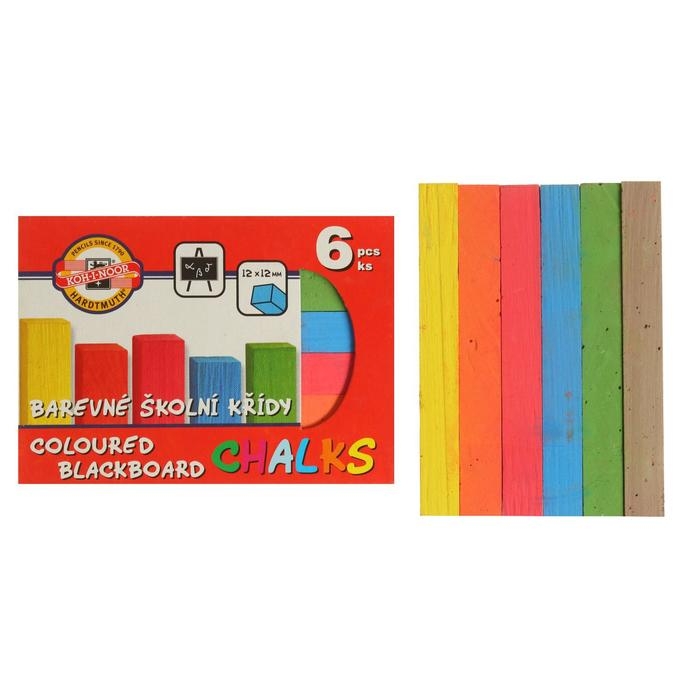 Мелки цветные 6 штук Koh-I-Noor 1125, прямоугольные Мелки цветные 6 штук Koh-I-Noor 1125, прямоугольные