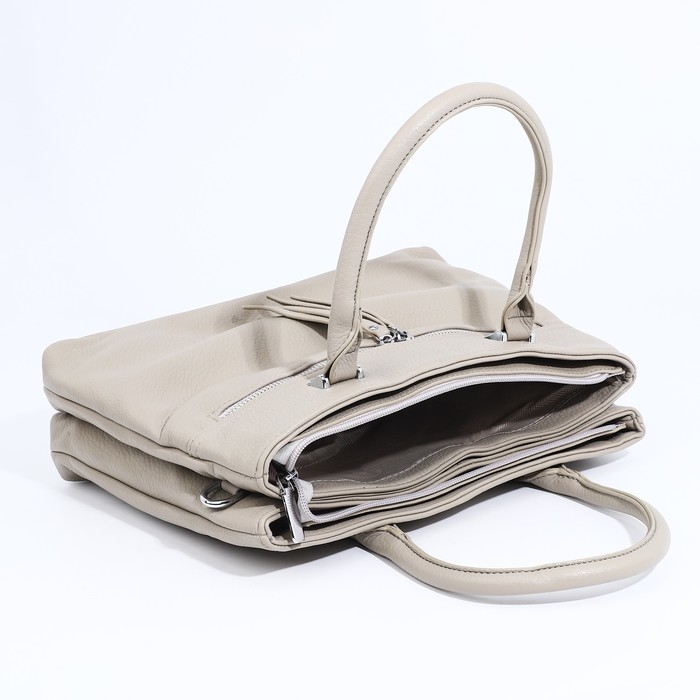 Сумка-тоут на молнии, 2 наружных кармана, цвет серый Сумка-тоут на молнии, 2 наружных кармана, цвет серый